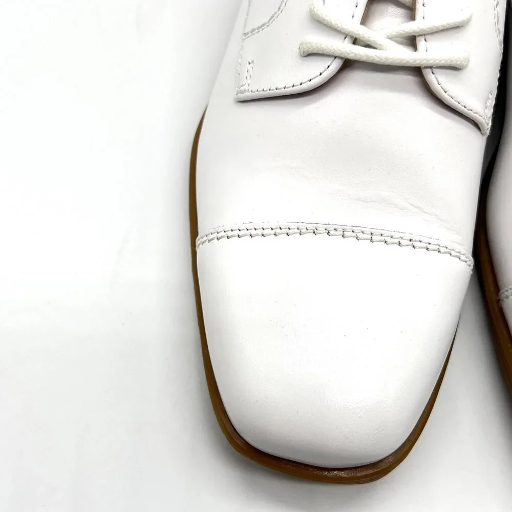 Florsheim Boys‎ Kids Size 1 1M Reveal White Leather Oxford Oxfords Dress Shoes